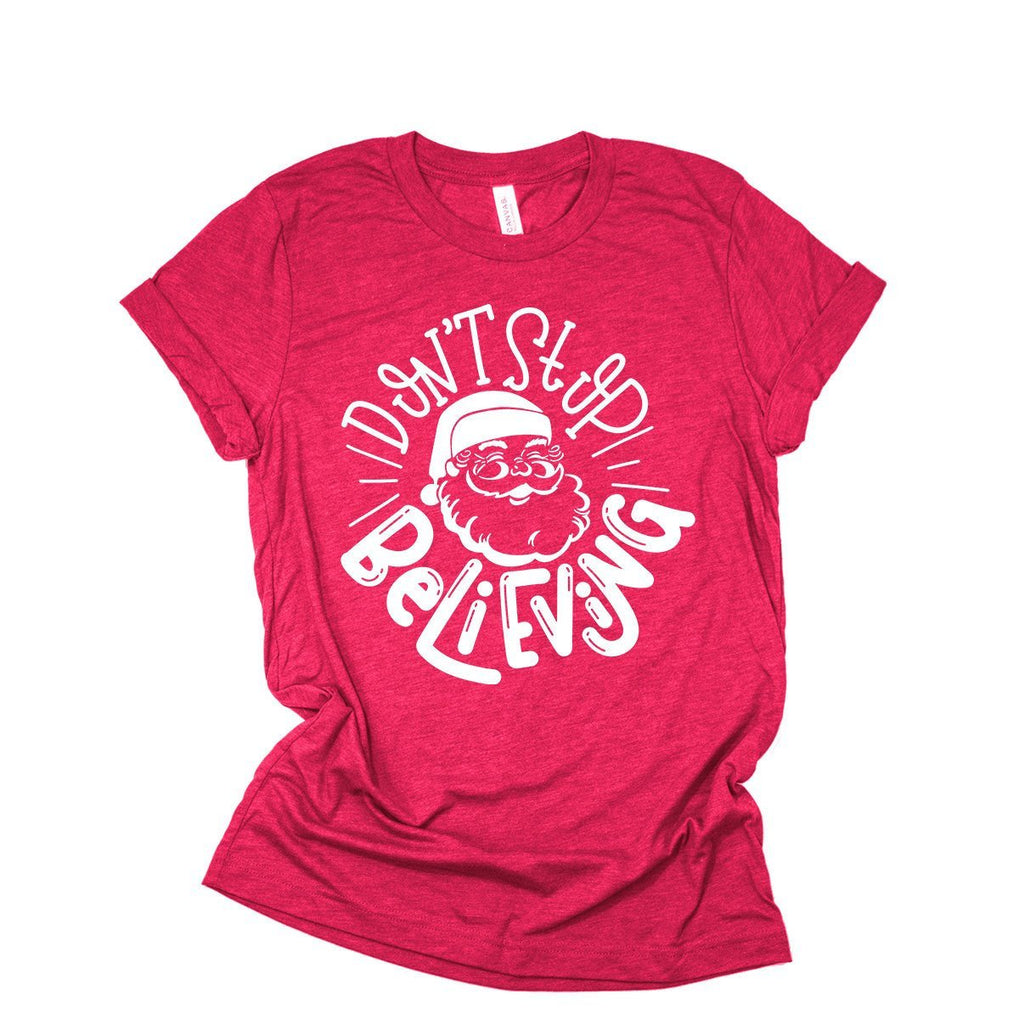 Don't Stop Believing - Santa Claus - Christmas Shirt - Holiday Shirt - Retro Santa - Ugly Christmas