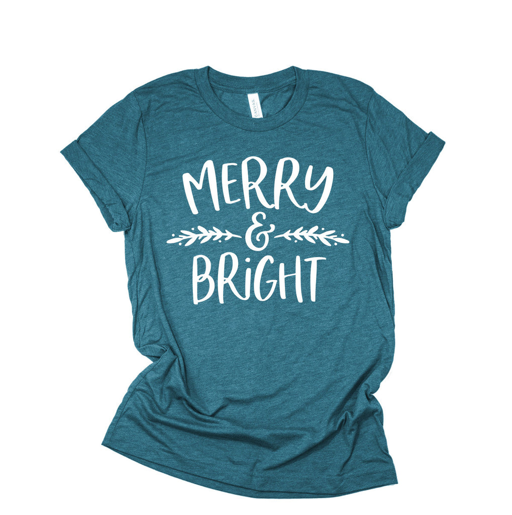 Merry And Bright Shirt - Christmas Shirts - Winter Shirt - Christmas Party - Bella And Canvas Unisex Graphic Tee