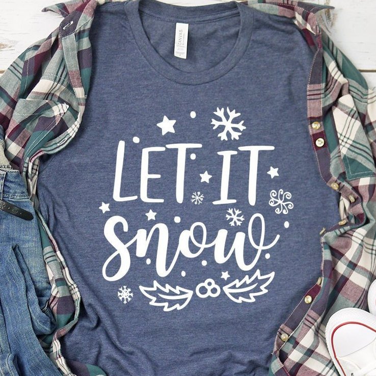 Let It Snow - Christmas Shirt - Winter Shirt - Snowflakes Mistletoe - Snow Shirt - Unisex Graphic Tee