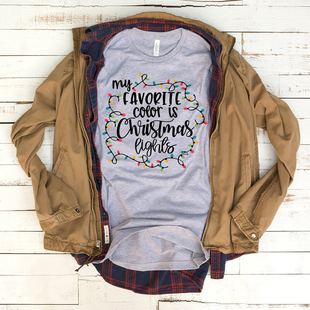 My Favorite Color Is Christmas Lights - Christmas Shirt - Bella Canvas Unisex Graphic Tee