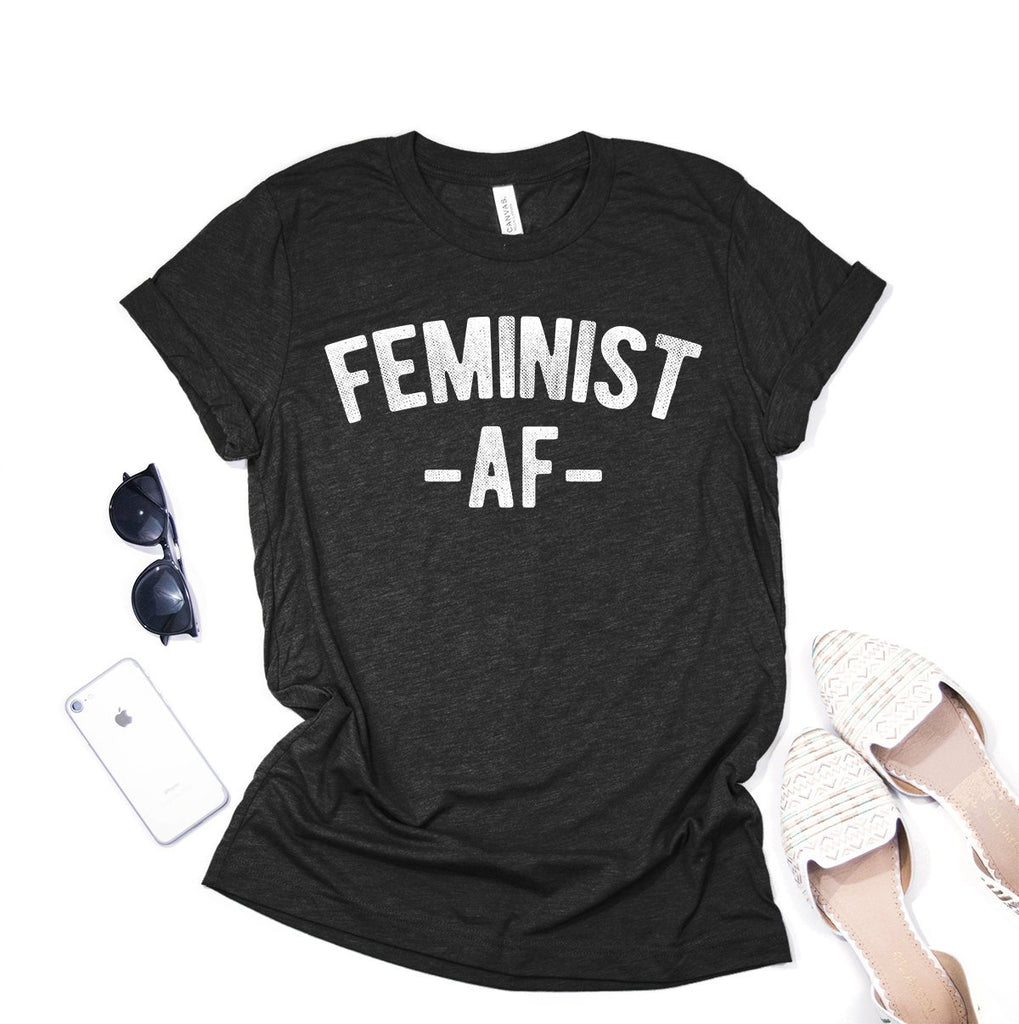 Feminist AF Funny Female Feminism Women's Rights Distressed T-Shirt