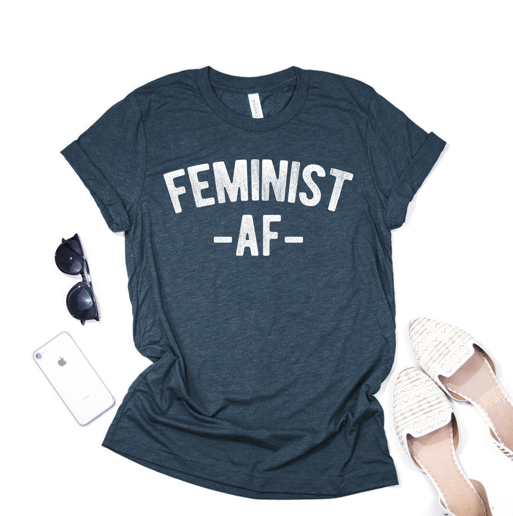 Feminist AF Funny Female Feminism Women's Rights Distressed T-Shirt