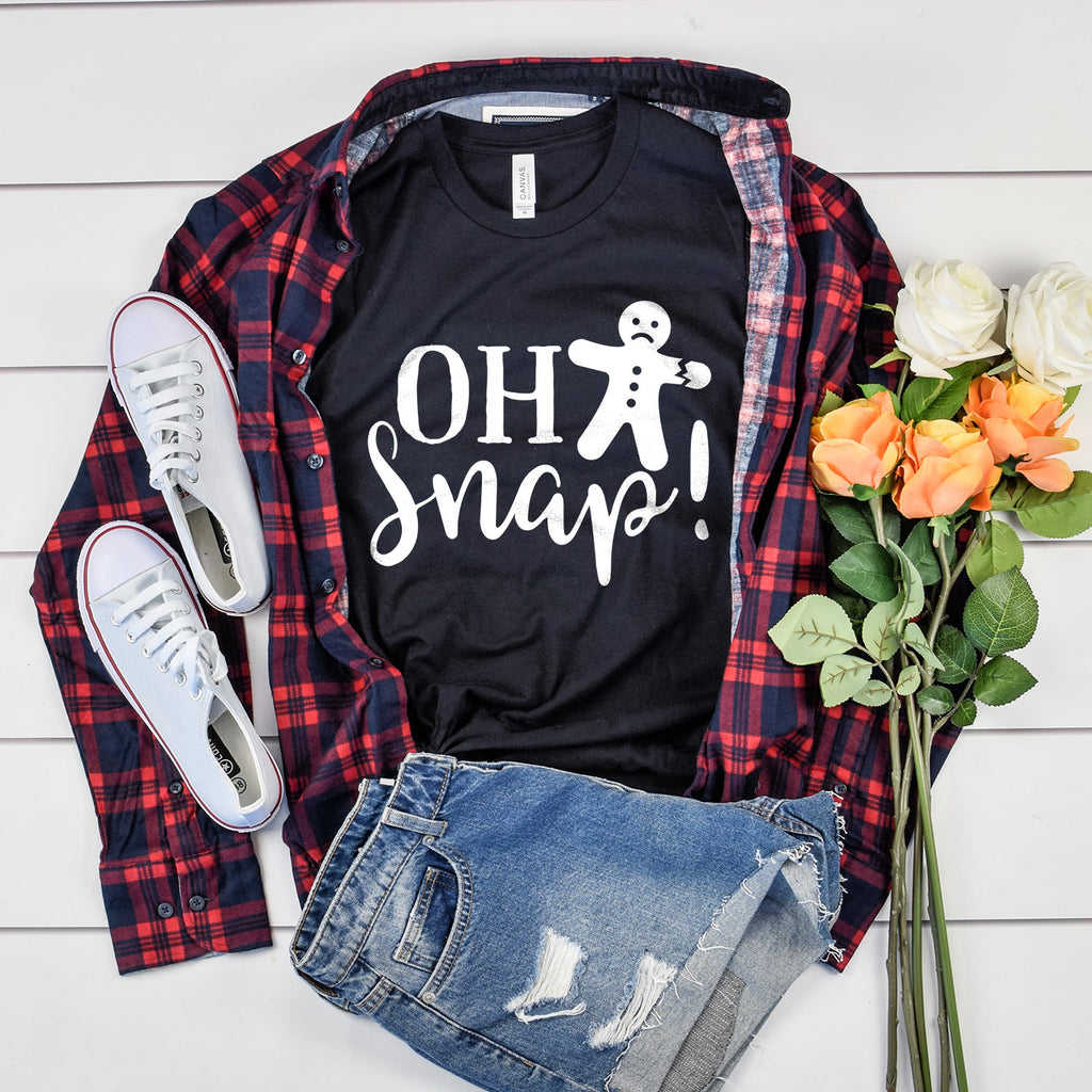 Gingerbread Man Shirt - Oh Snap - Christmas Shirts - Funny Christmas Baking Gifts - Bella Canvas Unisex Graphic Tee