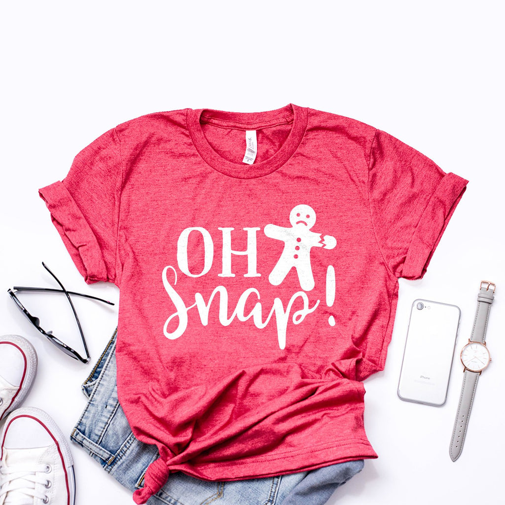 Gingerbread Man Shirt - Oh Snap - Christmas Shirts - Funny Christmas Baking Gifts - Bella Canvas Unisex Graphic Tee
