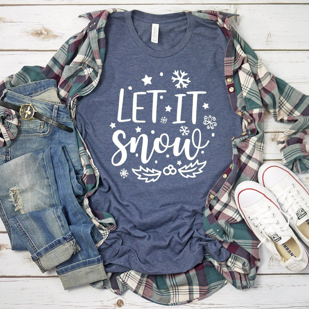 Let It Snow - Christmas Shirt - Winter Shirt - Snowflakes Mistletoe - Snow Shirt - Unisex Graphic Tee