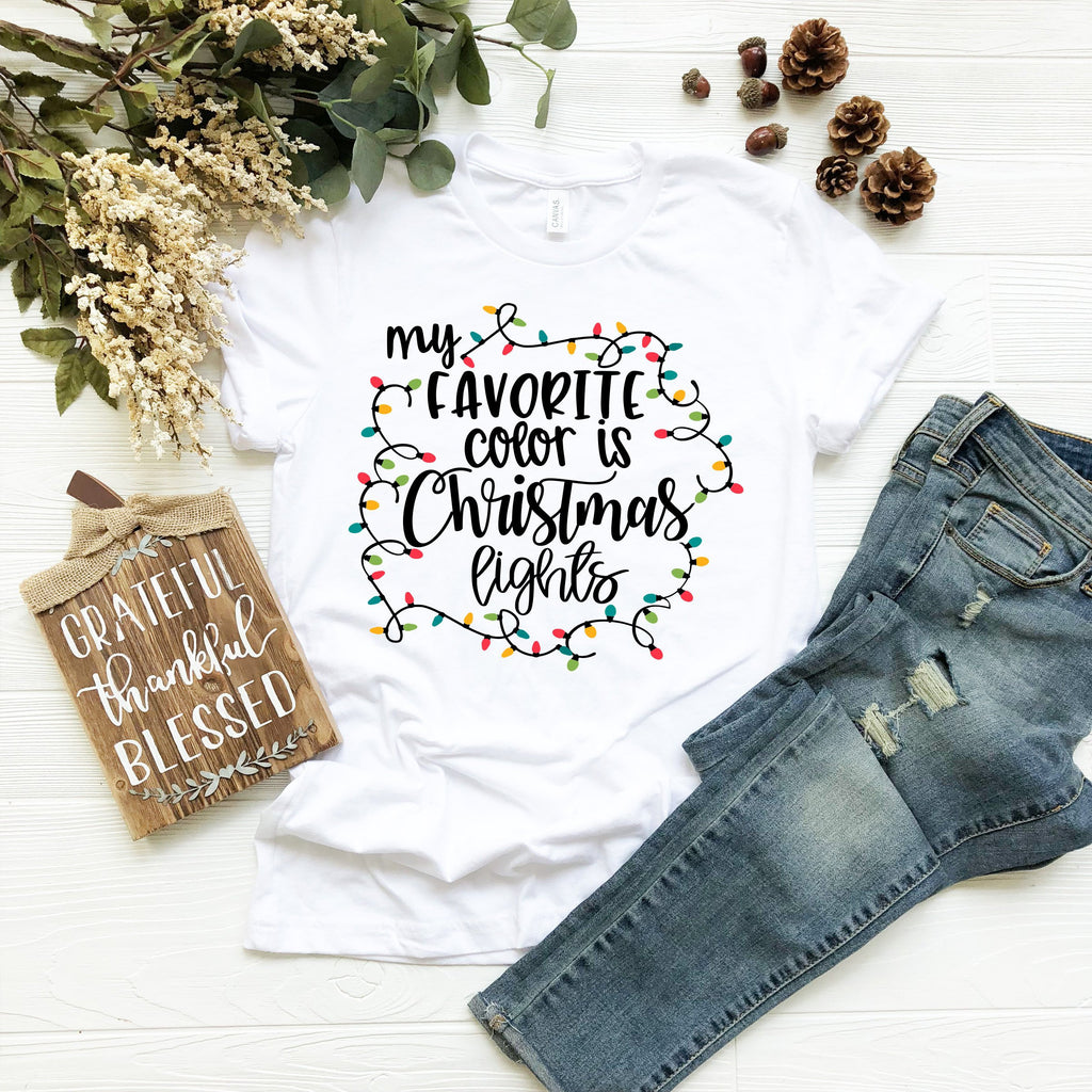 My Favorite Color Is Christmas Lights - Christmas Shirt - Bella Canvas Unisex Graphic Tee
