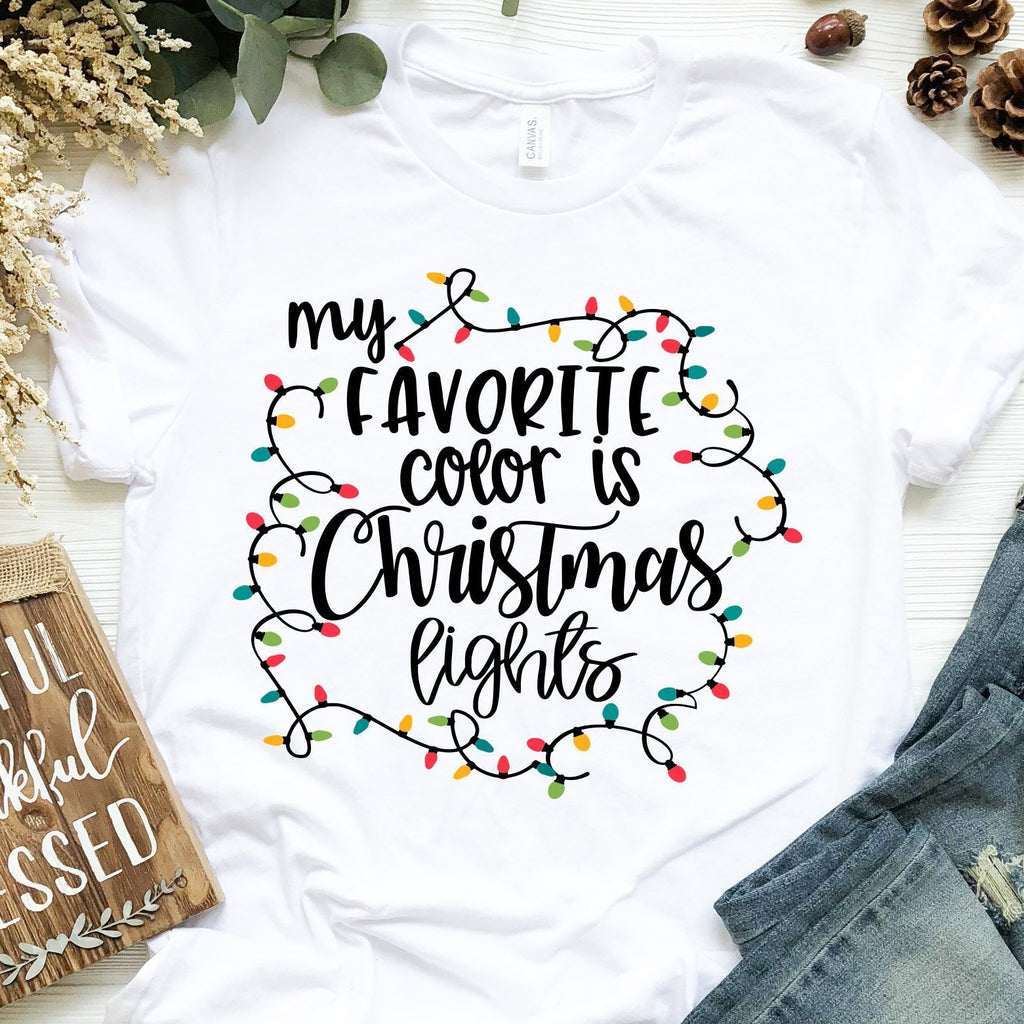 My Favorite Color Is Christmas Lights - Christmas Shirt - Bella Canvas Unisex Graphic Tee