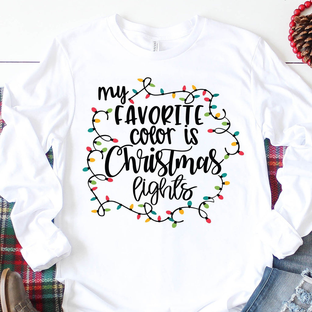 Christmas Lights Shirt - My Favorite Color Is Christmas Lights - Holiday Shirt - Bella Canvas Unisex Long Sleeve Shirt