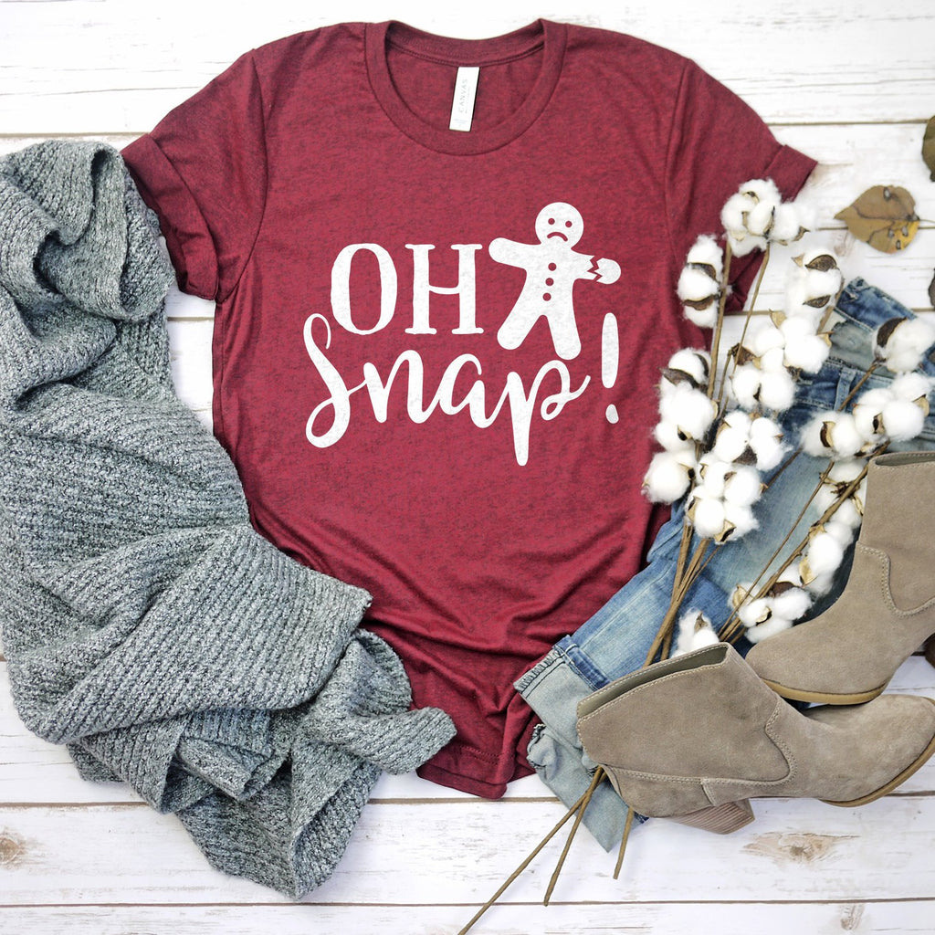 Gingerbread Man Shirt - Oh Snap - Christmas Shirts - Funny Christmas Baking Gifts - Bella Canvas Unisex Graphic Tee