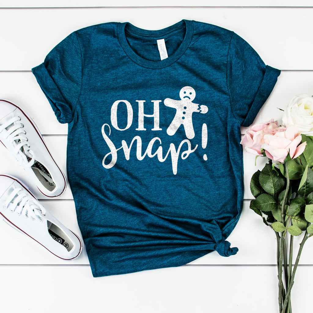Gingerbread Man Shirt - Oh Snap - Christmas Shirts - Funny Christmas Baking Gifts - Bella Canvas Unisex Graphic Tee