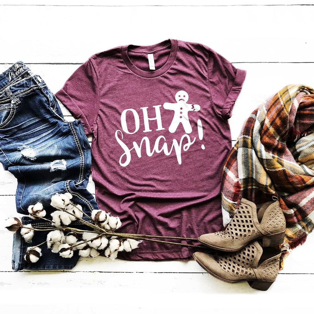 Gingerbread Man Shirt - Oh Snap - Christmas Shirts - Funny Christmas Baking Gifts - Bella Canvas Unisex Graphic Tee