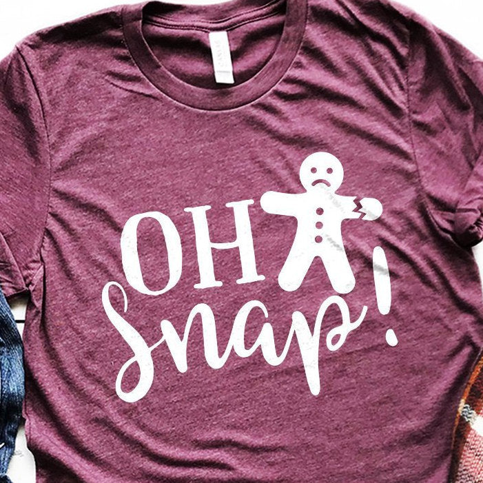 Gingerbread Man Shirt - Oh Snap - Christmas Shirts - Funny Christmas Baking Gifts - Bella Canvas Unisex Graphic Tee