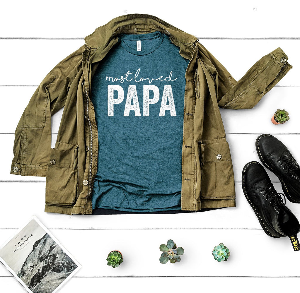 Papa Shirt - Grandpa Shirt - Most Loved Papa - Pop Pop Tee - Grandfather Gift - Father In Law Gift - Unisex Graphic Tee