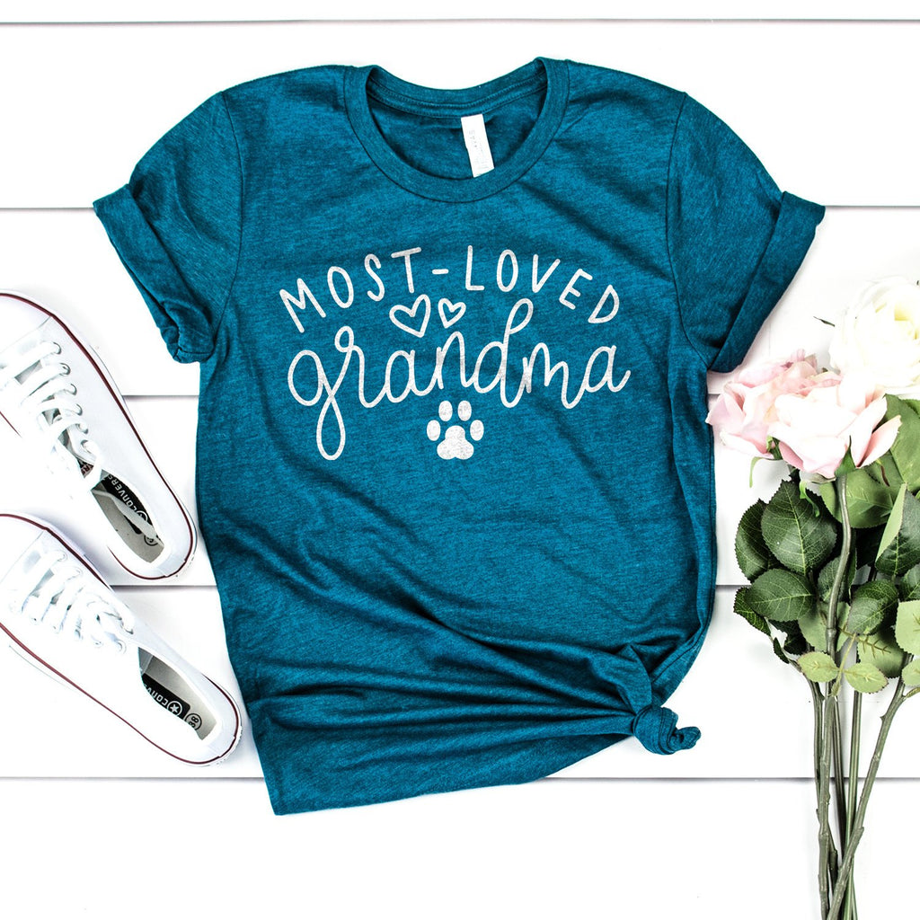Dog Grandma Shirt - Most Loved Grandma - Dog Grandma Shirt - Grandmother Gift - Paw Print - Mother In Law Gift -  Unisex Graphic Tee
