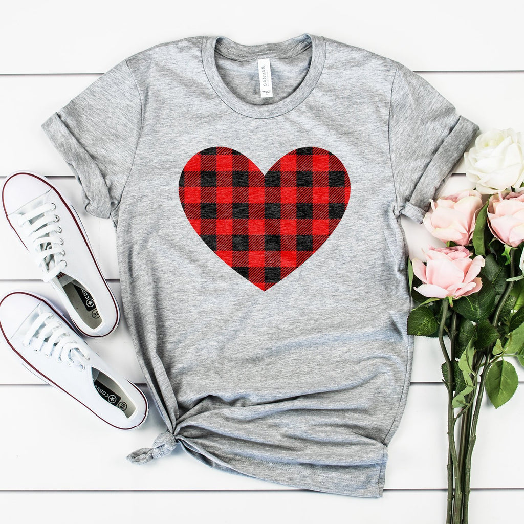 Valentine Shirt - Red Buffalo Plaid Heart - XOXO - Valentines Day Gift - Unisex Graphic Tee