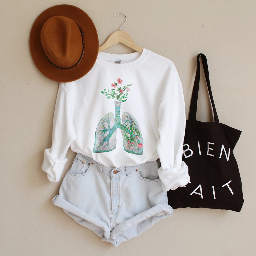 Pulmonologist Sweatshirt - Anatomical Floral Lung - Pulmonology - Respiratory Therapist Gift - RT, RRT - Unisex Crewneck Sweatshirt