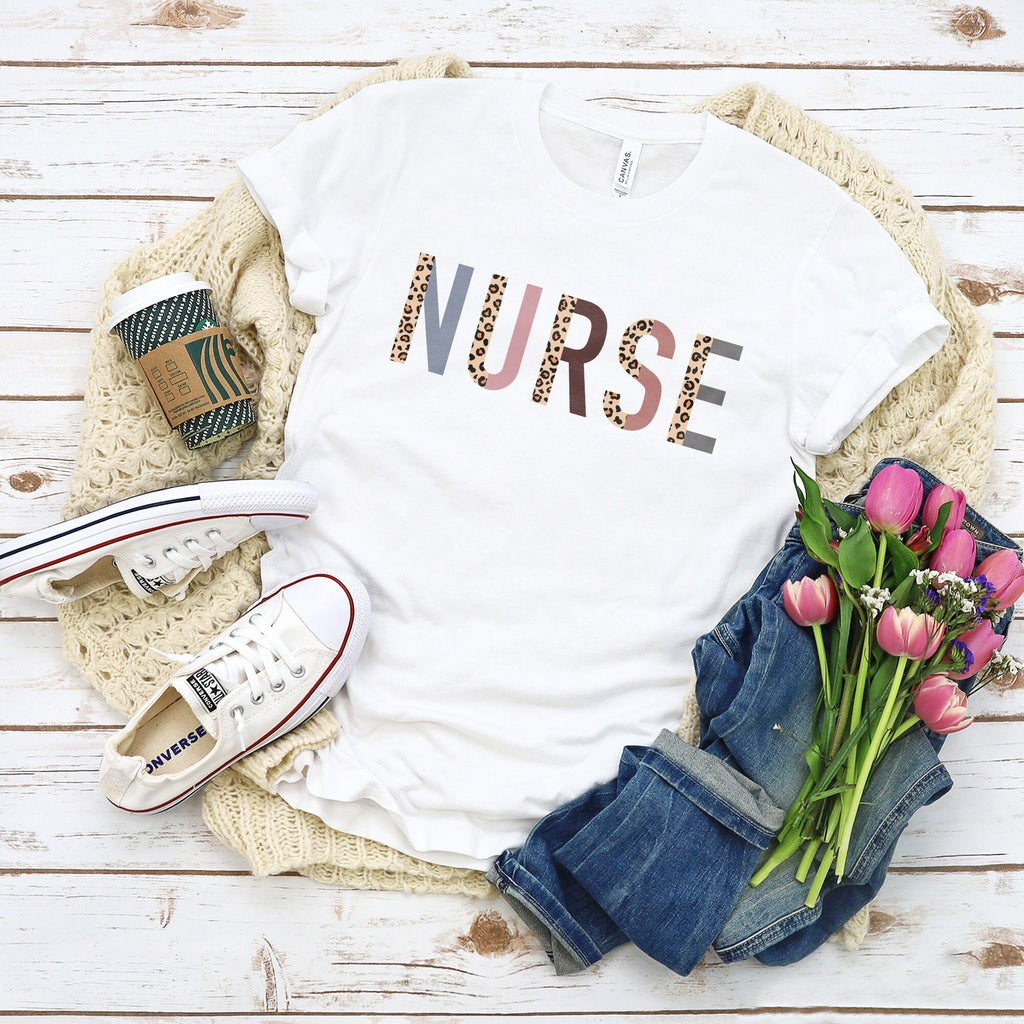 Nurse Shirt - RN LPN - Registered Nurse - Gift For Nurse - Leopard Print - Nursing School Graduate - Unisex Bella Canvas Graphic Tee