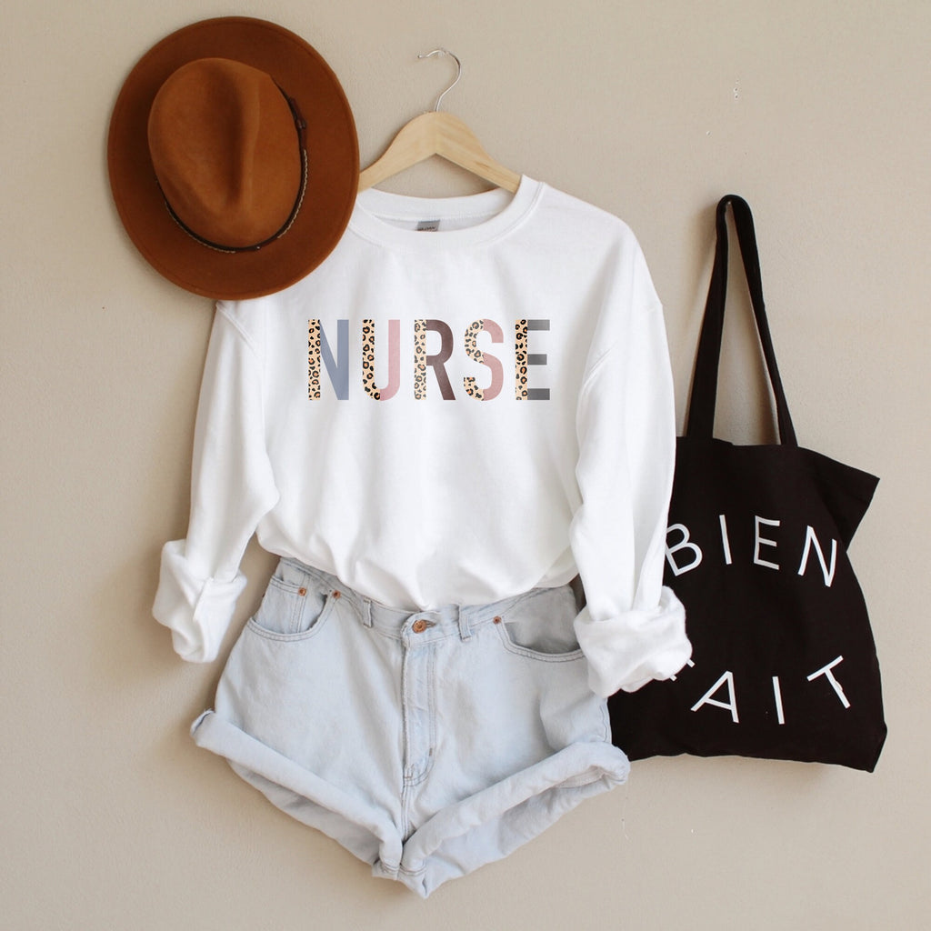 Nurse Sweatshirt - RN LPN - Registered Nurse - Gift For Nurse - Leopard Print - Nursing School Graduate - Unisex Crewneck Sweatshirt