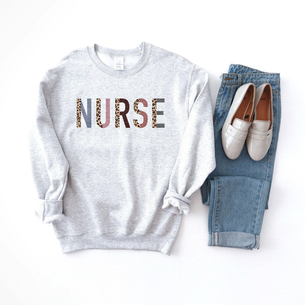 Nurse Sweatshirt - RN LPN - Registered Nurse - Gift For Nurse - Leopard Print - Nursing School Graduate - Unisex Crewneck Sweatshirt