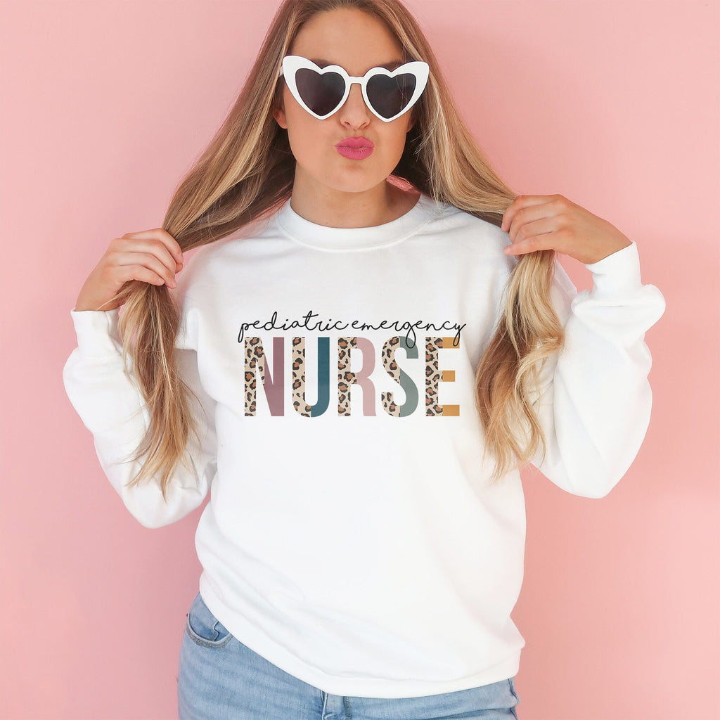 Pediatric Emergency Nurse Sweatshirt - PEDS - CPEN Nursing - Pediatric ER - Leopard / Cheetah - Unisex Crewneck Sweatshirt