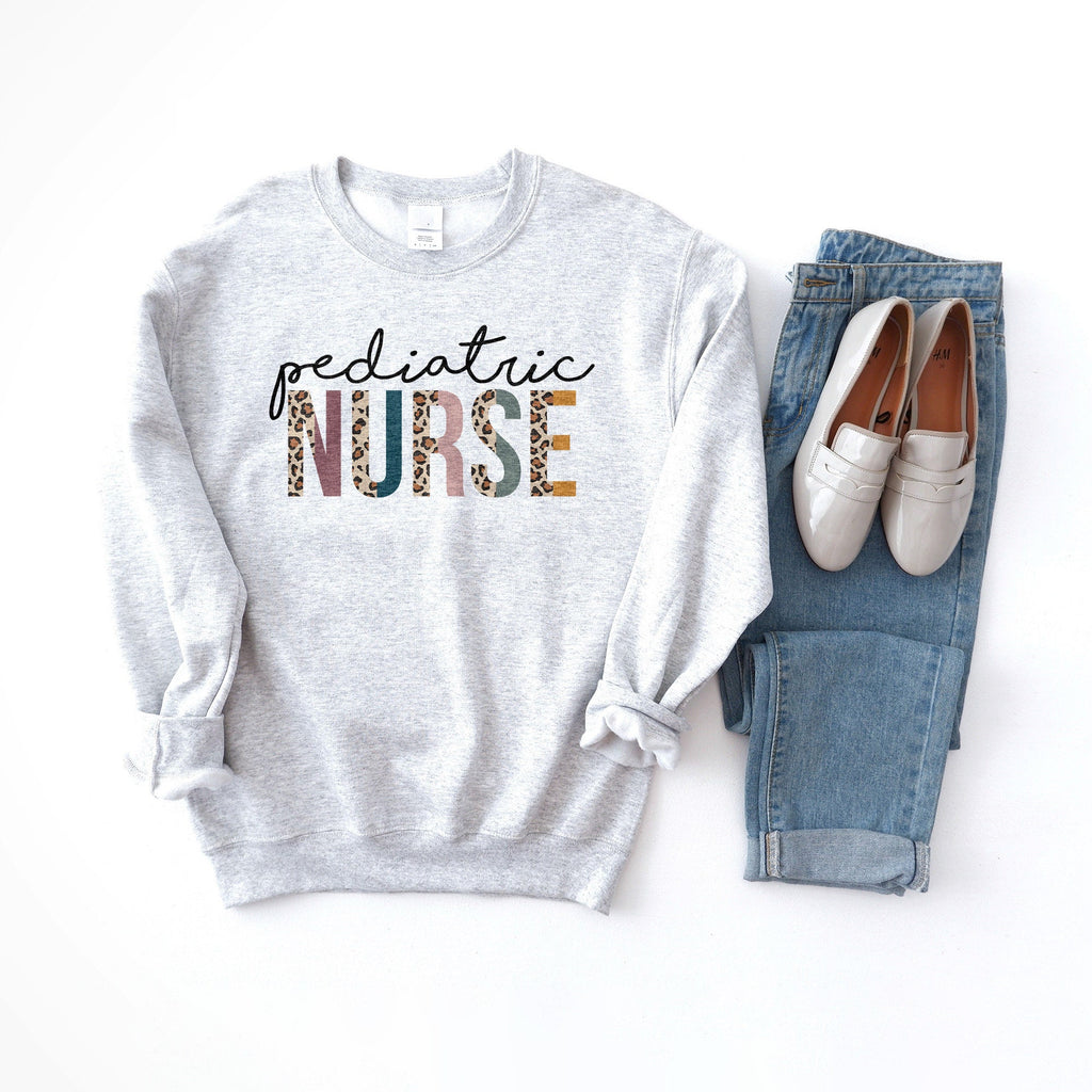 Pediatric Nurse Sweatshirt - PEDS Shirt - Gift For Student Nurse - Nursing School Grad - Leopard / Cheetah - Unisex Crewneck Sweatshirt