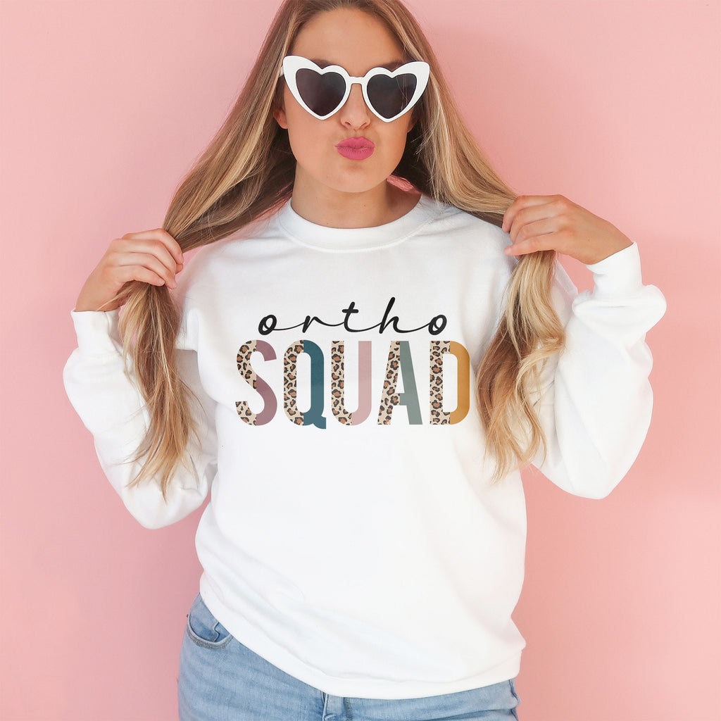 Ortho Squad Sweatshirt - Orthopedics Nurse - Orthodontist - Gift For Her - Boho Leopard / Cheetah - Unisex Crewneck Sweatshirt