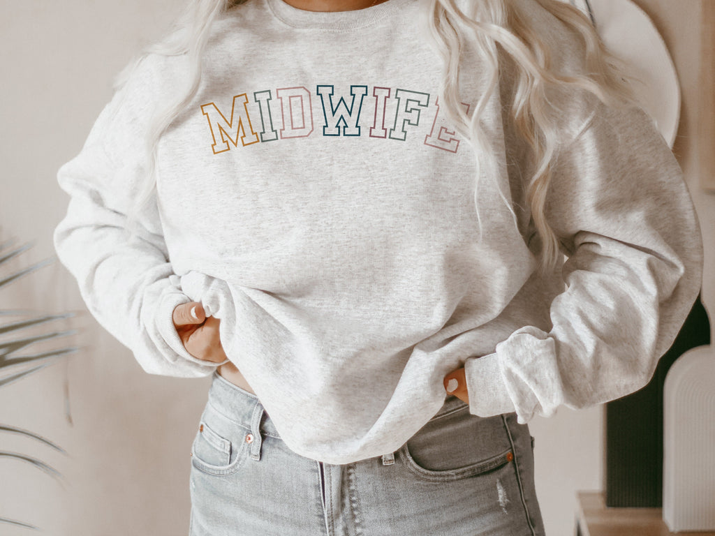 Retro Midwife Sweatshirt - Midwifery Sweater - Midwife Student - Midwife Appreciation - Doula Gift - Unisex Crewneck Sweatshirt