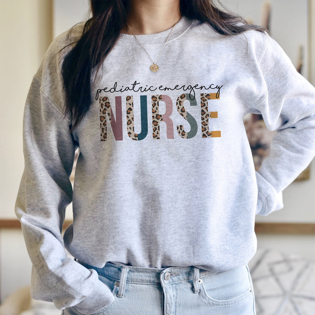 Pediatric Emergency Nurse Sweatshirt - PEDS - CPEN Nursing - Pediatric ER - Leopard / Cheetah - Unisex Crewneck Sweatshirt