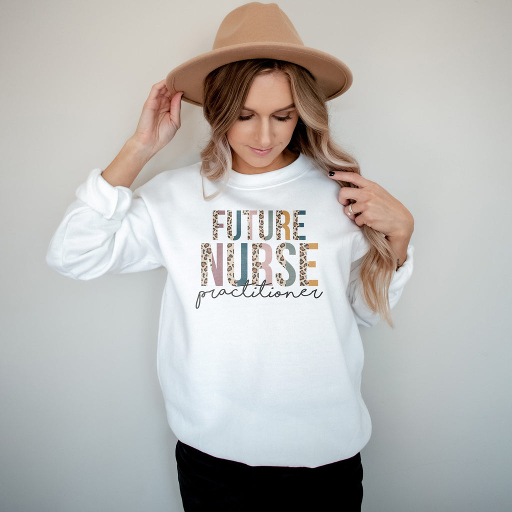 Future Nurse Practitioner Sweatshirt, NP Shirt, Nurse To Be, Gift For Nurses, Nursing Student, Leopard Cheetah, Unisex Crewneck Sweatshirt