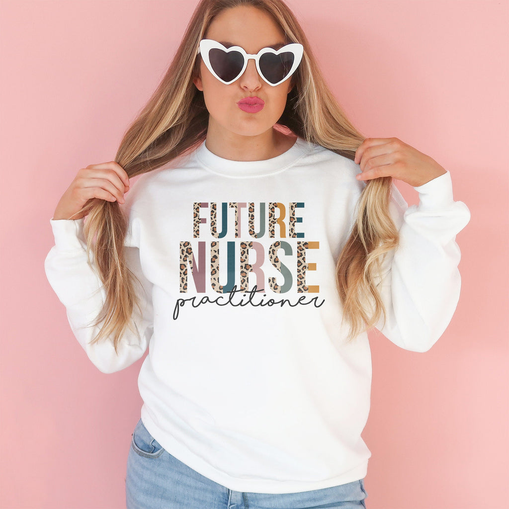 Future Nurse Practitioner Sweatshirt, NP Shirt, Nurse To Be, Gift For Nurses, Nursing Student, Leopard Cheetah, Unisex Crewneck Sweatshirt