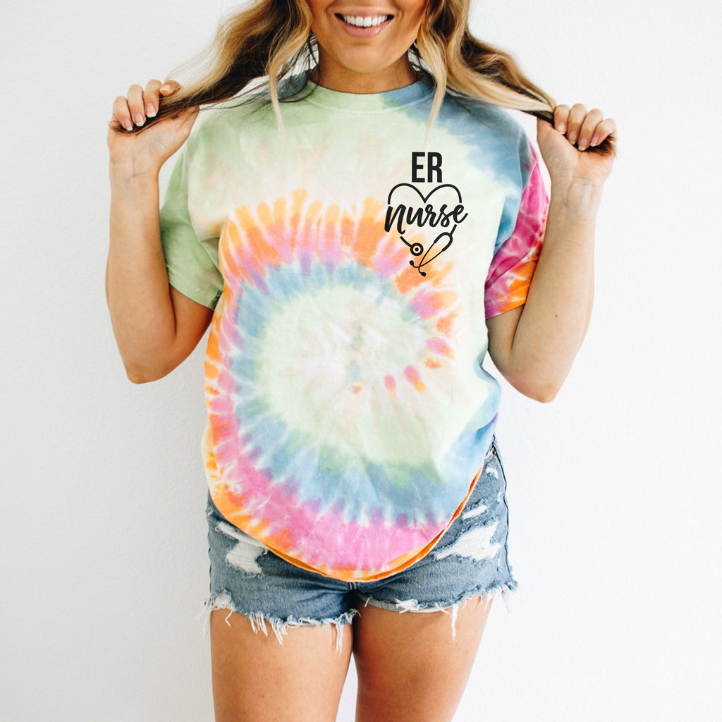 ER Nurse Tie Dye Shirt, Emergency Room Nurse, Custom Nurse Shirt, Personalized Shirt, Gift For New Nurse To Be, Unisex Graphic Tee