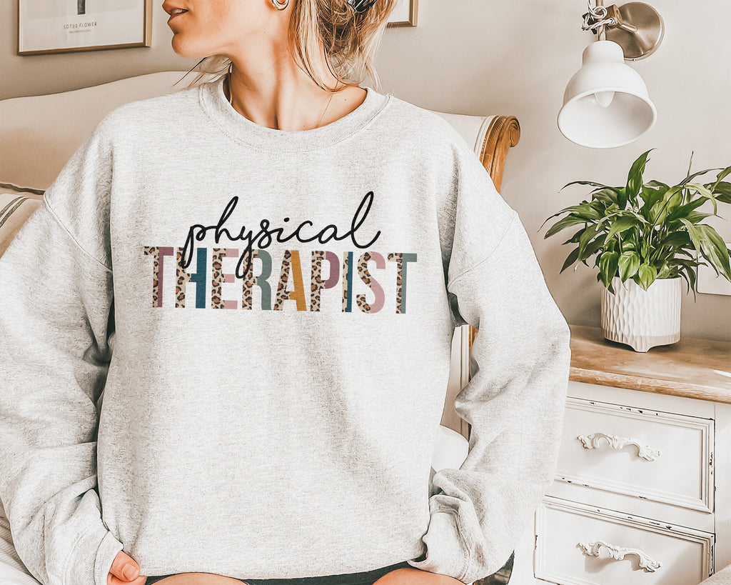 Physical Therapist Sweater, PT Grad Shirt, Physical Therapy Student, Gift For Her, Leopard / Cheetah Print, Unisex Crewneck Sweatshirt