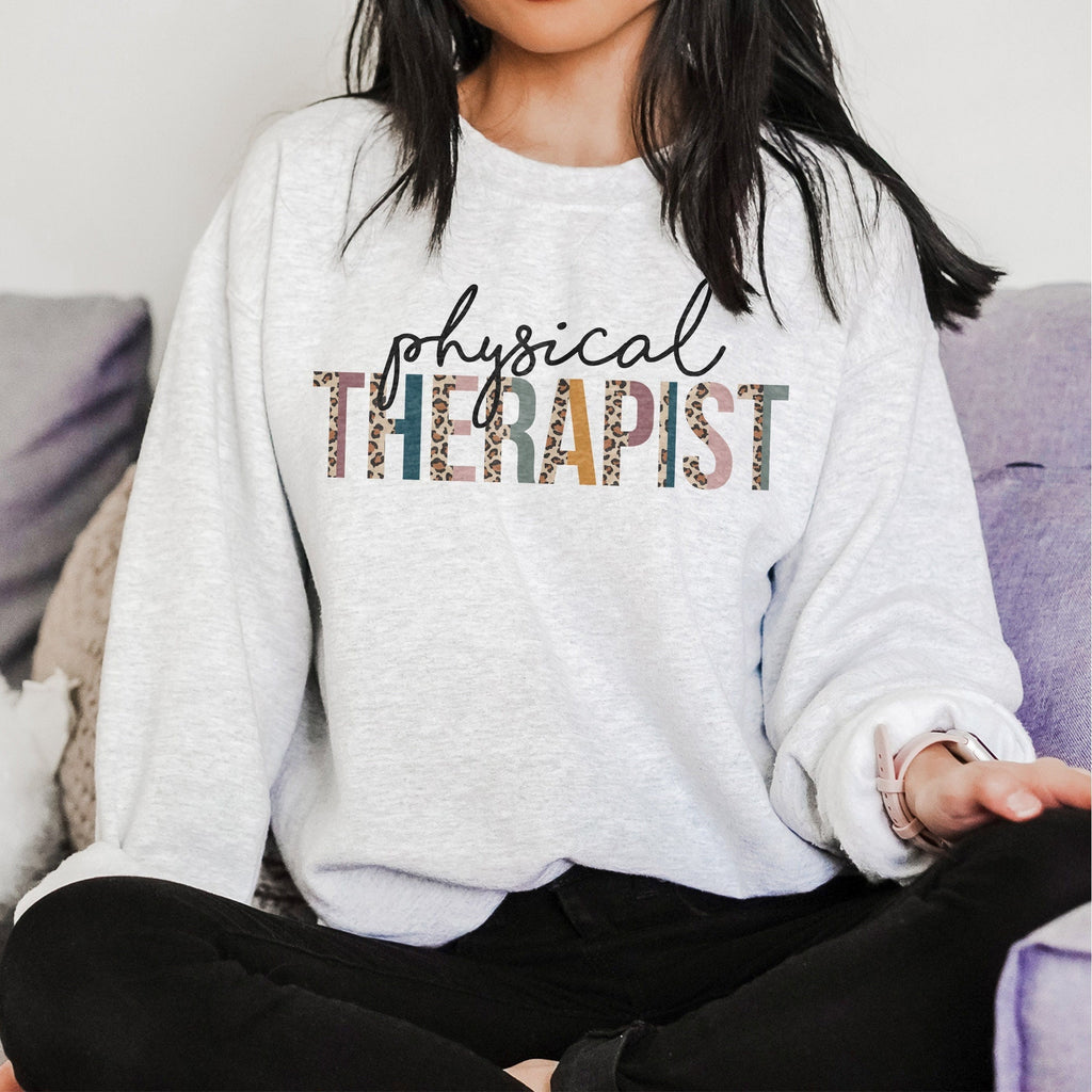 Physical Therapist Sweater, PT Grad Shirt, Physical Therapy Student, Gift For Her, Leopard / Cheetah Print, Unisex Crewneck Sweatshirt