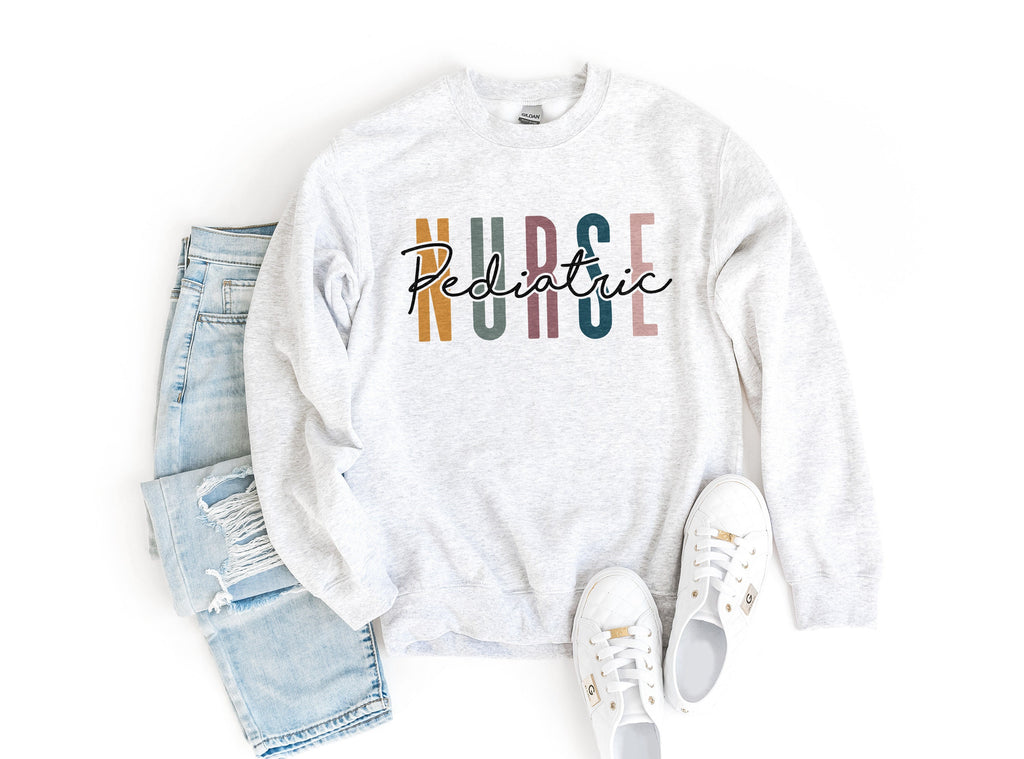 Pediatric Nurse Multicolor Sweatshirt - PEDS Shirt - Gift For Student Nurse - Nursing School Grad - Unisex Crewneck Sweatshirt