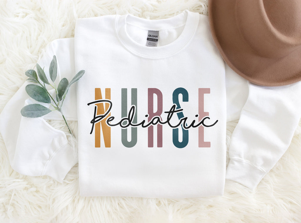 Pediatric Nurse Multicolor Sweatshirt - PEDS Shirt - Gift For Student Nurse - Nursing School Grad - Unisex Crewneck Sweatshirt