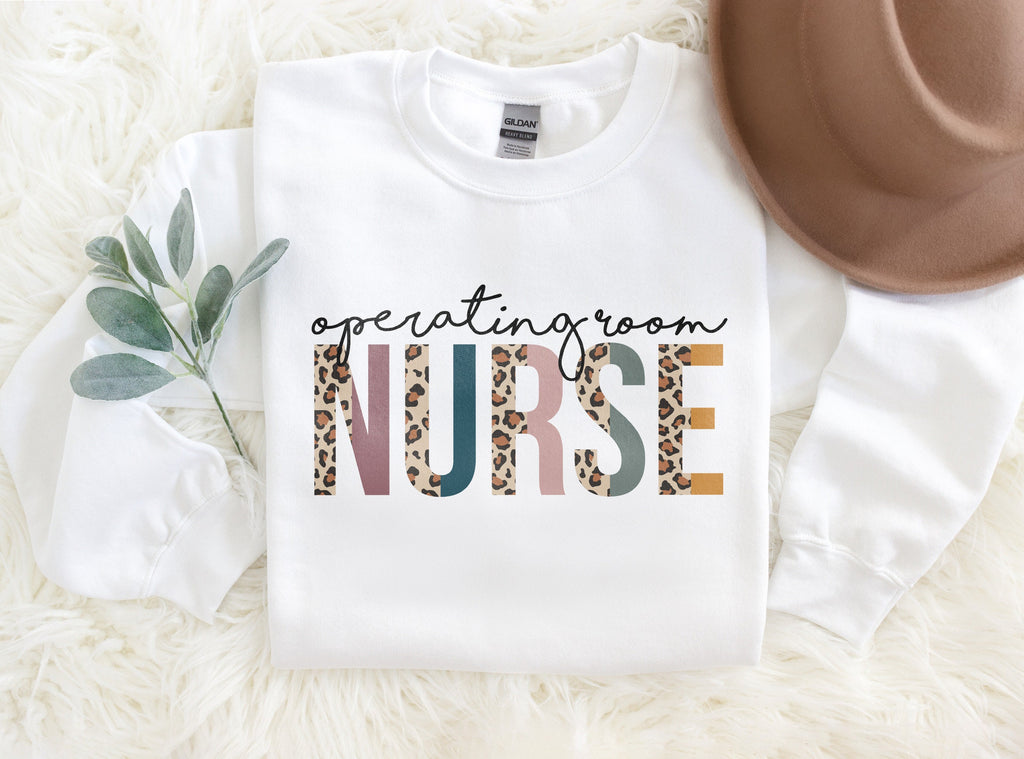 Operating Room Nurse, OR Nurse Gift, Leopard Cheetah Boho, Nursing School Grad, Future Nurse Graduation Gift, Unisex Crewneck Sweatshirt
