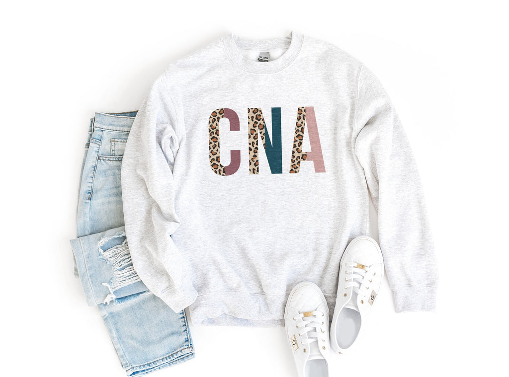 CNA Sweatshirt, Certified Nursing Assistant Gift, Leopard/Cheetah Animal Print, Healthcare Worker, Nurses Aid, Unisex Crewneck Sweatshirt