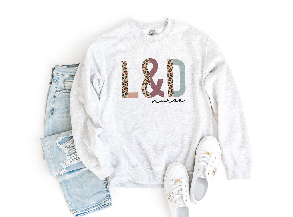 L&D Nurse Sweatshirt, Labor And Delivery, Student Nurse, Nursing School Grad, Leopard Cheetah, New Nurse To Be, Unisex Crewneck Sweatshirt