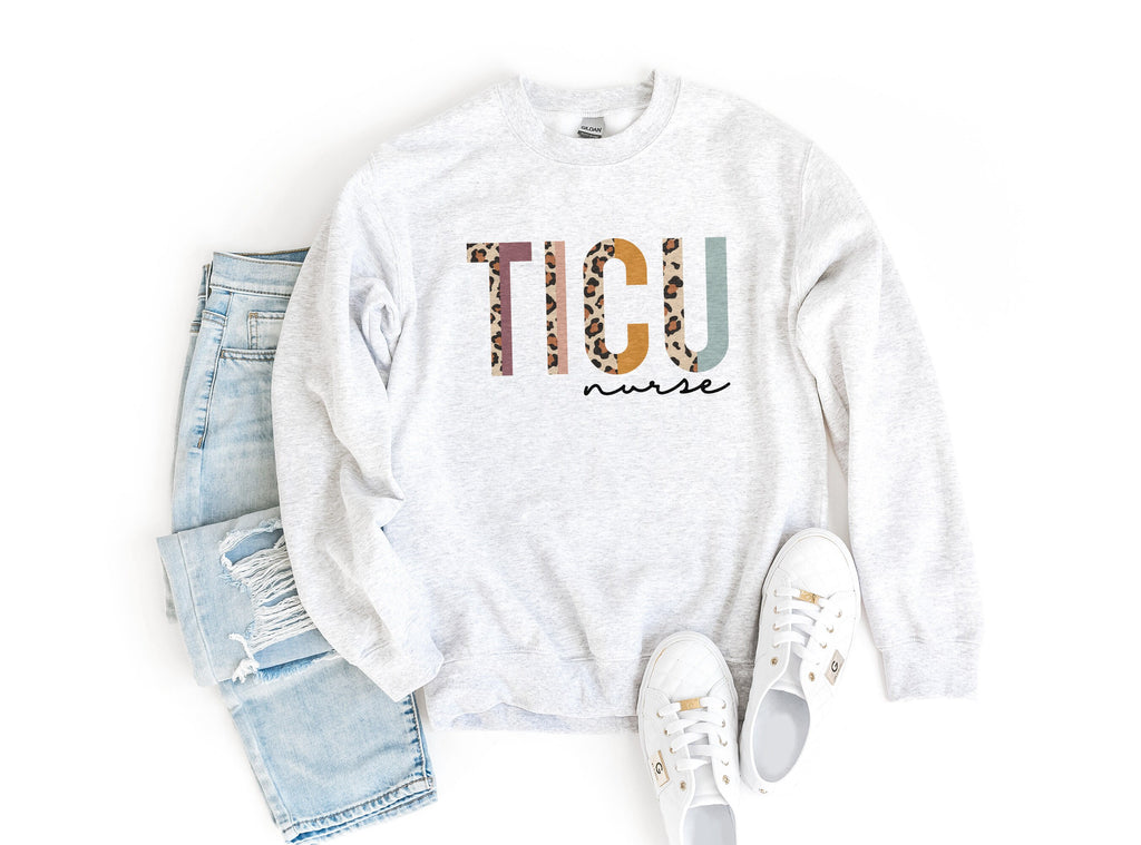 TICU Nurse, Trauma Intensive Care Unit, Trauma RN Nurse, Nursing School, New Student Nurse, Leopard Cheetah, Unisex Crewneck Sweatshirt