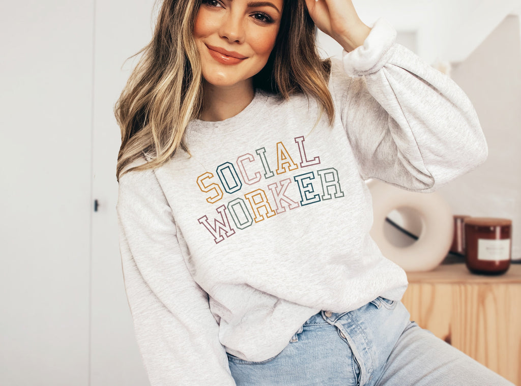 Retro Social Worker, Social Worker Student Graduation, New Future Healthcare Social Worker Gift, LSW, MSW, Unisex Crewneck Sweatshirt