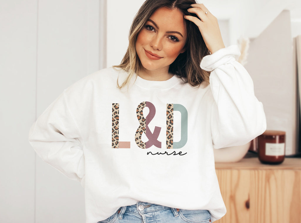 L&D Nurse Sweatshirt, Labor And Delivery, Student Nurse, Nursing School Grad, Leopard Cheetah, New Nurse To Be, Unisex Crewneck Sweatshirt