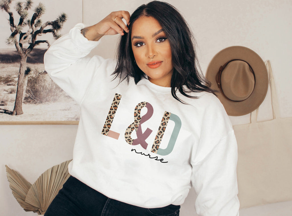 L&D Nurse Sweatshirt, Labor And Delivery, Student Nurse, Nursing School Grad, Leopard Cheetah, New Nurse To Be, Unisex Crewneck Sweatshirt
