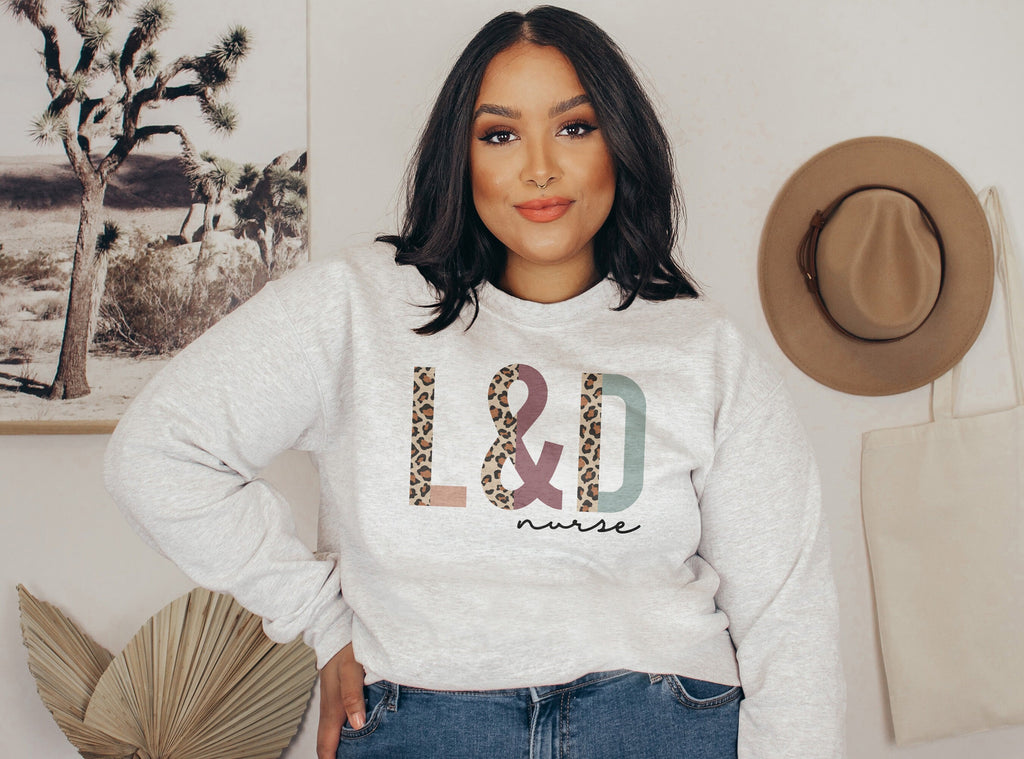 L&D Nurse Sweatshirt, Labor And Delivery, Student Nurse, Nursing School Grad, Leopard Cheetah, New Nurse To Be, Unisex Crewneck Sweatshirt