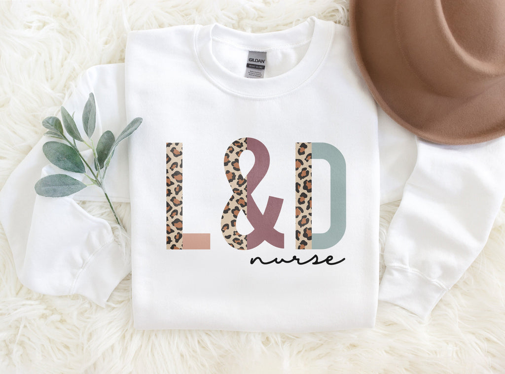 L&D Nurse Sweatshirt, Labor And Delivery, Student Nurse, Nursing School Grad, Leopard Cheetah, New Nurse To Be, Unisex Crewneck Sweatshirt