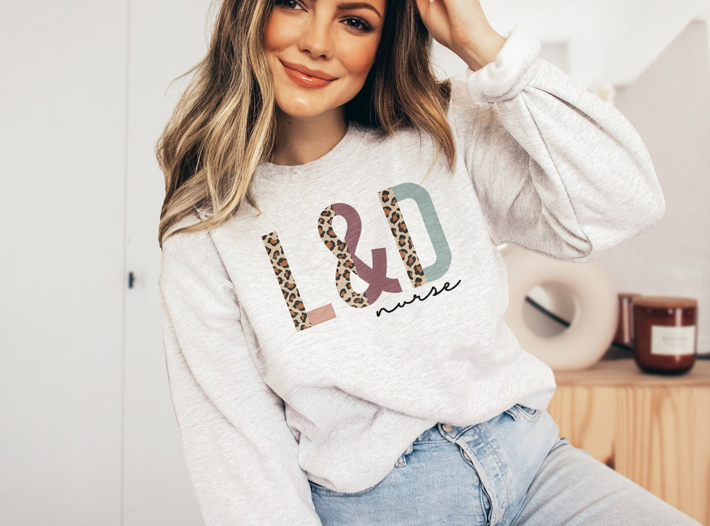 L&D Nurse Sweatshirt, Labor And Delivery, Student Nurse, Nursing School Grad, Leopard Cheetah, New Nurse To Be, Unisex Crewneck Sweatshirt