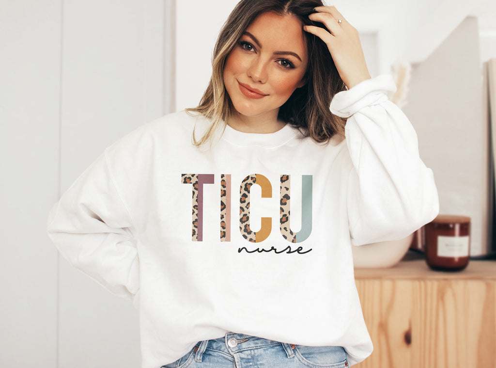 TICU Nurse, Trauma Intensive Care Unit, Trauma RN Nurse, Nursing School, New Student Nurse, Leopard Cheetah, Unisex Crewneck Sweatshirt