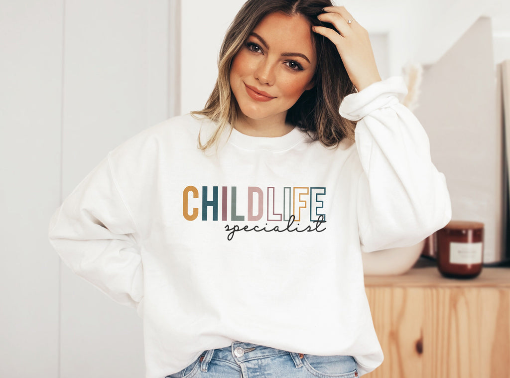 Child Life Specialist Colorful Sweatshirt, Certified Child Life Shirt, Coping Comfort Play, Team Group Shirts, Unisex Crewneck Sweatshirt