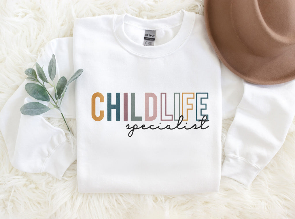 Child Life Specialist Colorful Sweatshirt, Certified Child Life Shirt, Coping Comfort Play, Team Group Shirts, Unisex Crewneck Sweatshirt