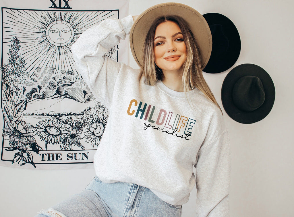 Child Life Specialist Colorful Sweatshirt, Certified Child Life Shirt, Coping Comfort Play, Team Group Shirts, Unisex Crewneck Sweatshirt