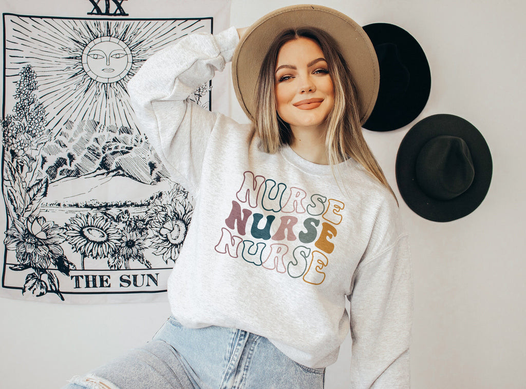 Groovy Nurse Sweatshirt, Registered Nurse, New Future Nurse Gift Idea, Nursing School Student Grad, RN LPN, Nurse Life, Unisex Crewneck